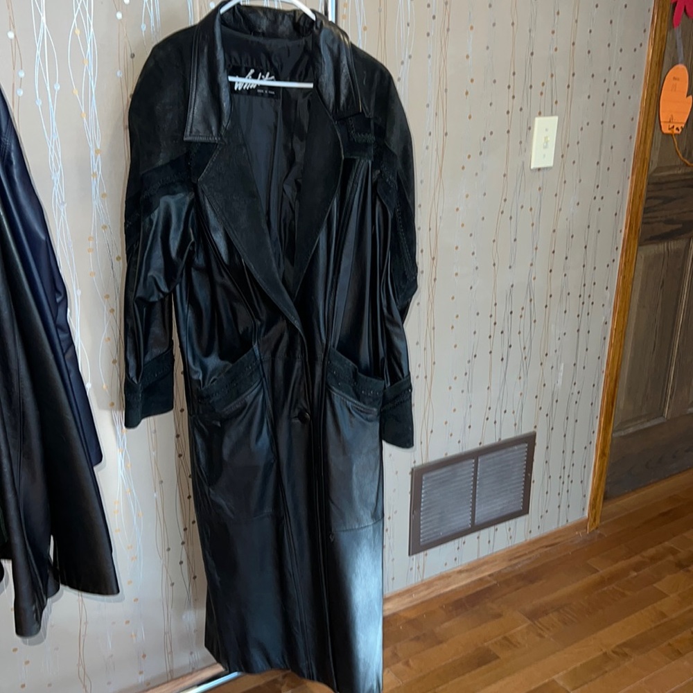 Leather trench coat